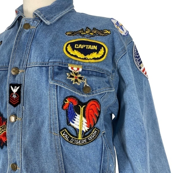 RIGOLLETTO Vintage Denim Jacket with Patches - Picture 2 of 8